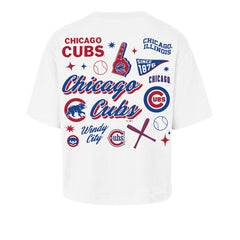 Chicago Cubs Women's Collage Script Reed City T-Shirt White