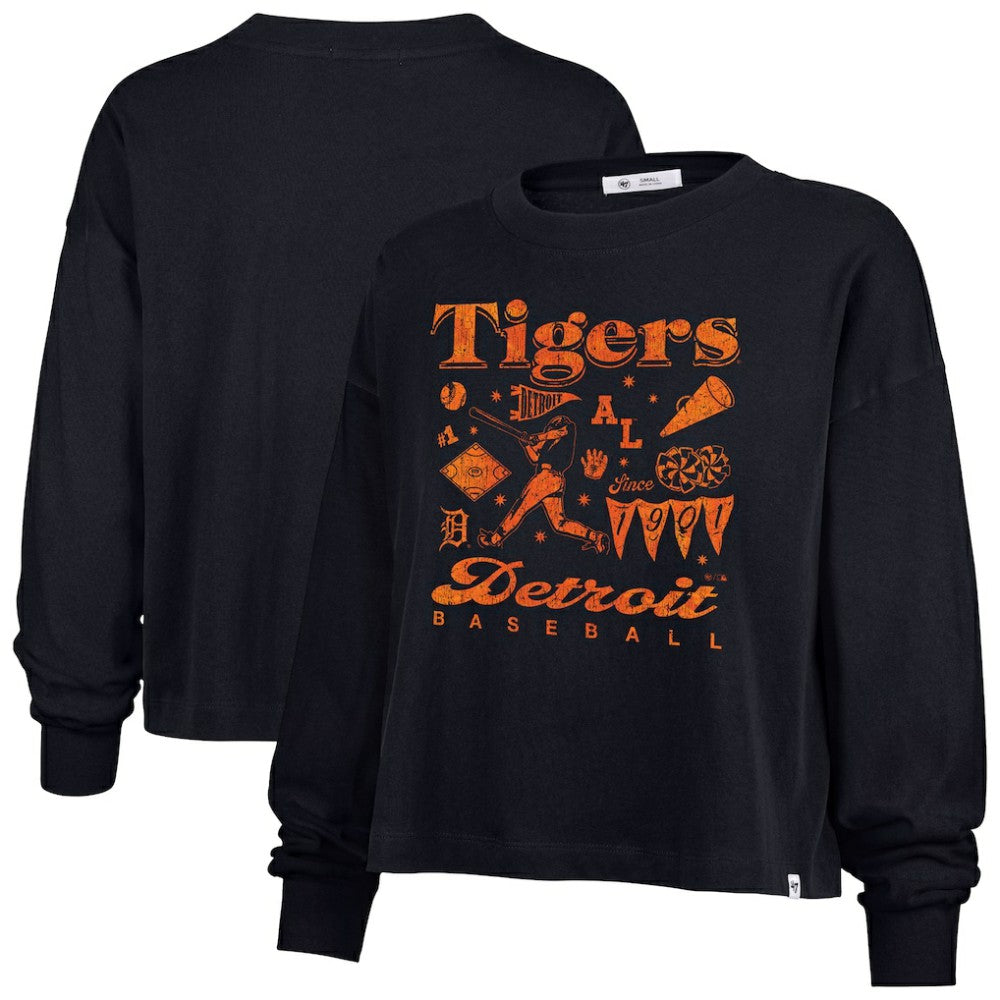 Detroit Tigers Women's Team Collage Sydney Long Sleeve T-Shirt Navy
