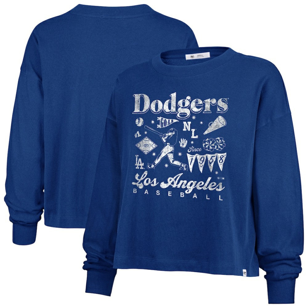Los Angeles Dodgers Women's Team Collage Sydney Long Sleeve T-Shirt Royal