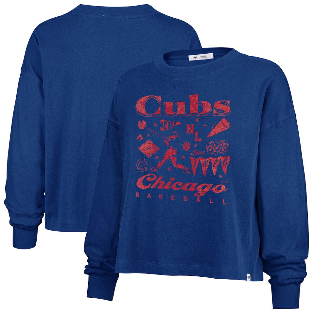 Chicago Cubs Women's Team Collage Sydney Long Sleeve T-Shirt Royal