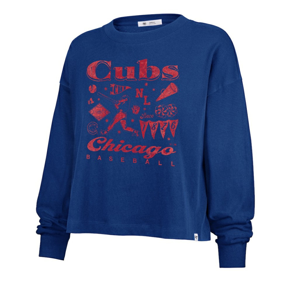 Chicago Cubs Women's Team Collage Sydney Long Sleeve T-Shirt Royal