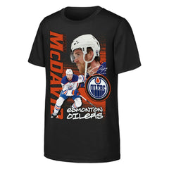 Connor McDavid Edmonton Oilers Outerstuff Youth Playmaker T-Shirt - Black T-shirts
