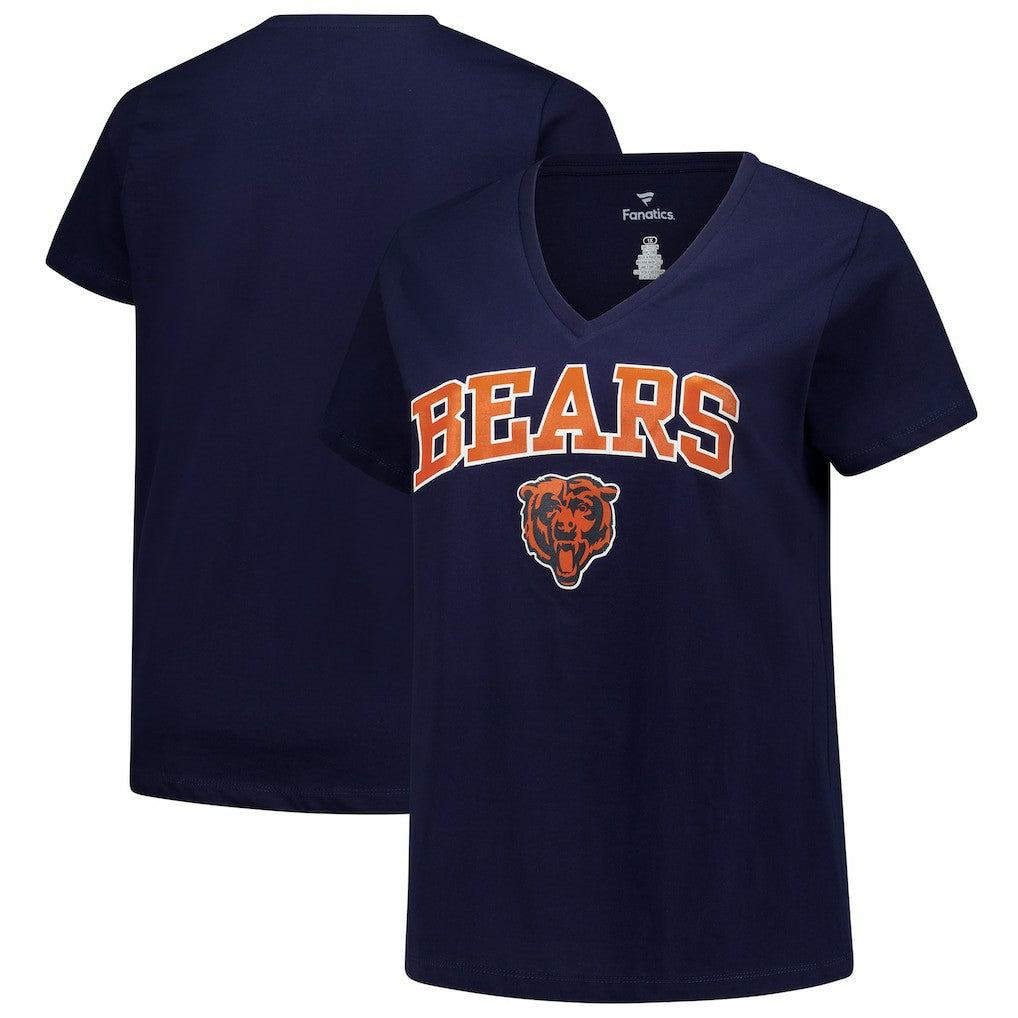 Chicago Bears Women's Plus Size Arch Over Logo V-Neck T-Shirt - Navy outlet
