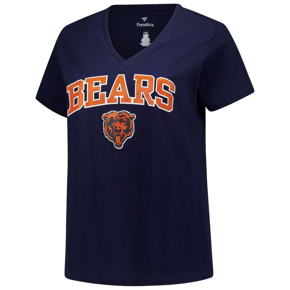 Chicago Bears Women's Plus Size Arch Over Logo V-Neck T-Shirt - Navy outlet