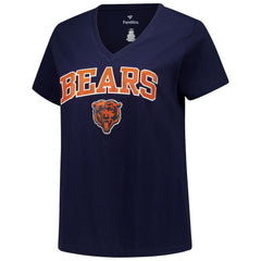 Chicago Bears Women's Plus Size Arch Over Logo V-Neck T-Shirt - Navy outlet