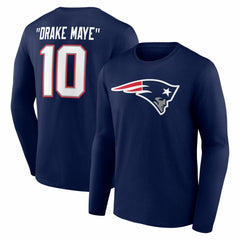 Drake Maye New England Patriots Nickname Long Sleeve T-Shirt - Navy cheap