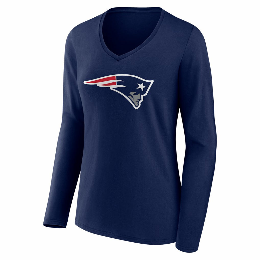Drake Maye New England Patriots Women's Nickname V-Neck Long Sleeve T-Shirt - Navy discount
