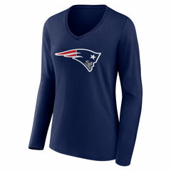 Drake Maye New England Patriots Women's Nickname V-Neck Long Sleeve T-Shirt - Navy discount