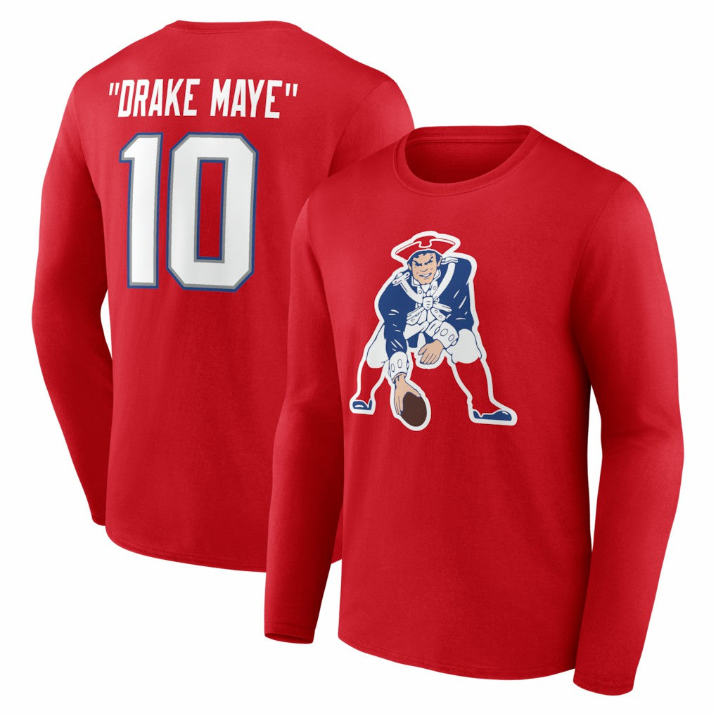 Drake Maye New England Patriots Nickname Long Sleeve T-Shirt - Red cheap