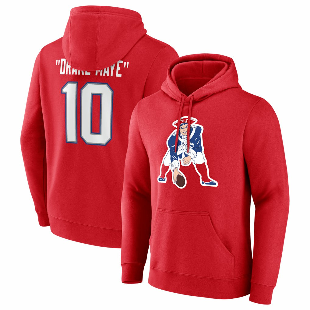 Drake Maye New England Patriots Nickname Hoodie - Red outlet