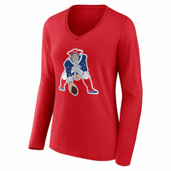 Drake Maye New England Patriots Women's Nickname V-Neck Long Sleeve T-Shirt - Red for sale