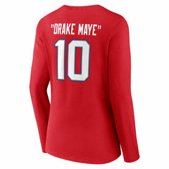 Drake Maye New England Patriots Women's Nickname V-Neck Long Sleeve T-Shirt - Red for sale