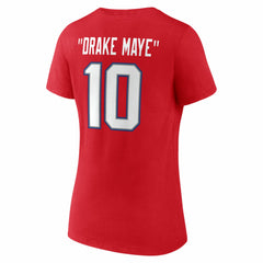 Drake Maye New England Patriots Women's Nickname V-Neck T-Shirt - Red sale