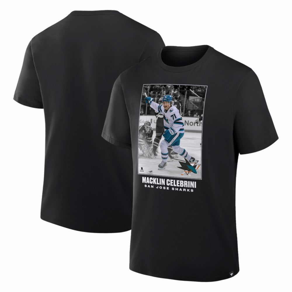 Macklin Celebrini San Jose Sharks NHL Moments Legacy T-Shirt - Black T-shirts