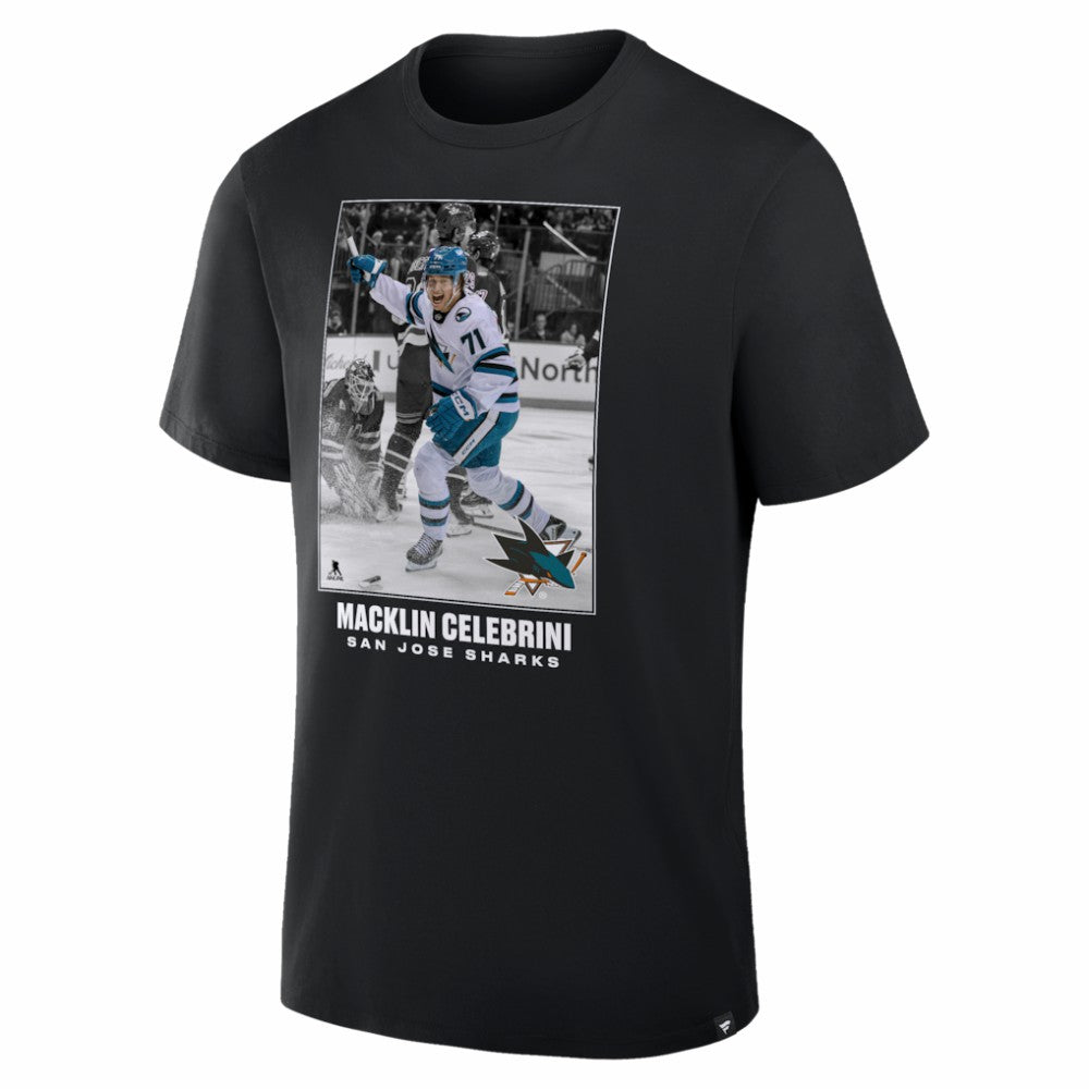 Macklin Celebrini San Jose Sharks NHL Moments Legacy T-Shirt - Black T-shirts