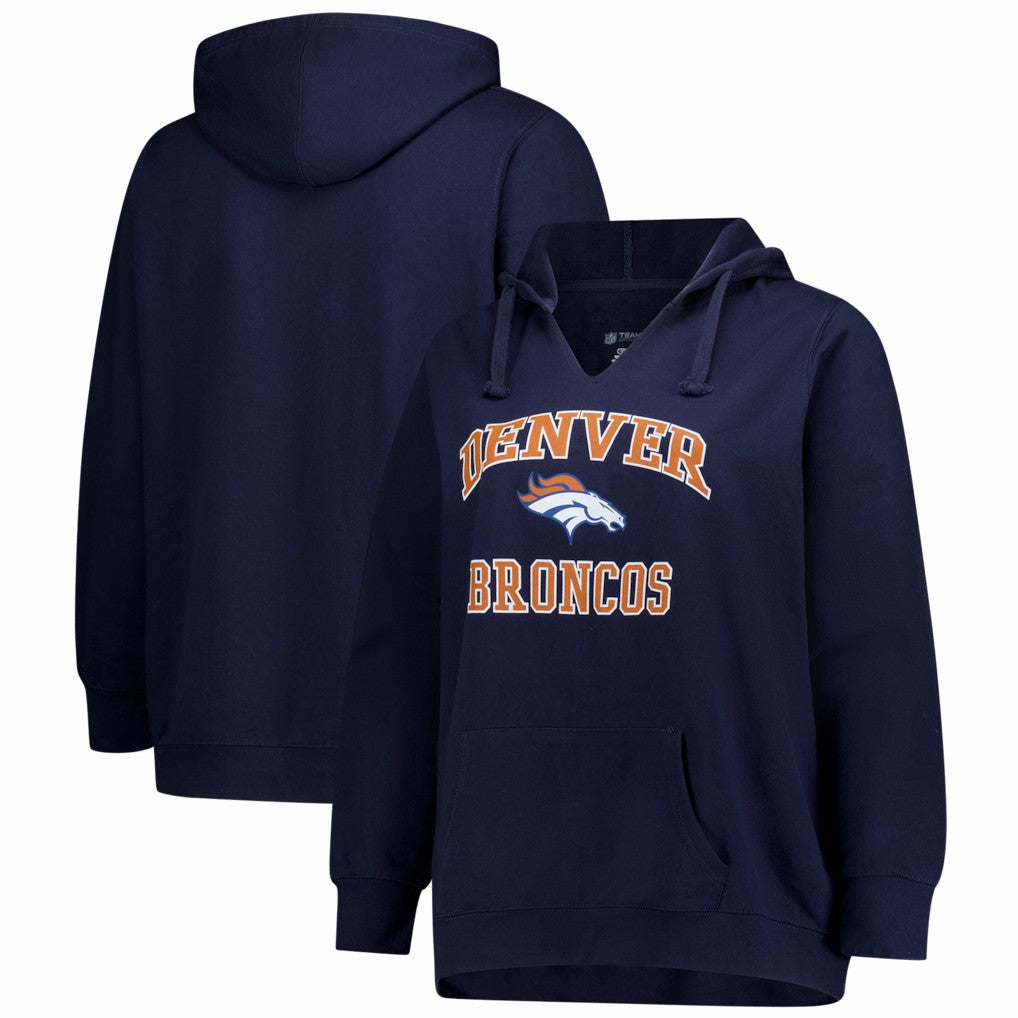 Denver Broncos Women's Plus Size Heart & Soul Notch Neck Hoodie - Navy online