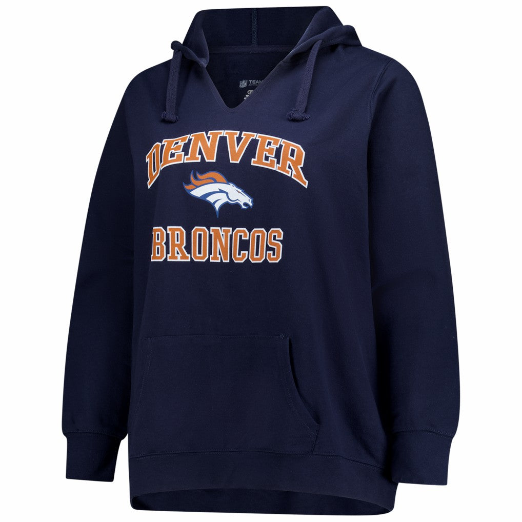 Denver Broncos Women's Plus Size Heart & Soul Notch Neck Hoodie - Navy online