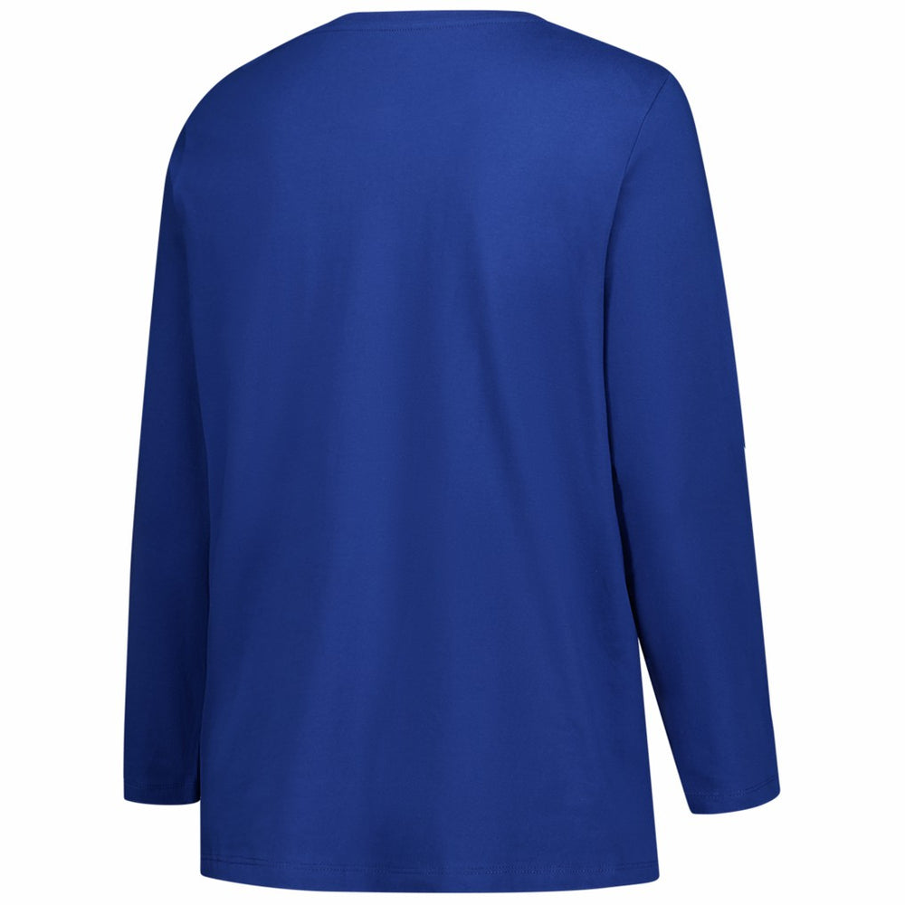 Denver Broncos Women's Plus Size Primary Logo Long Sleeve Scoop Neck T-Shirt - Royal outlet