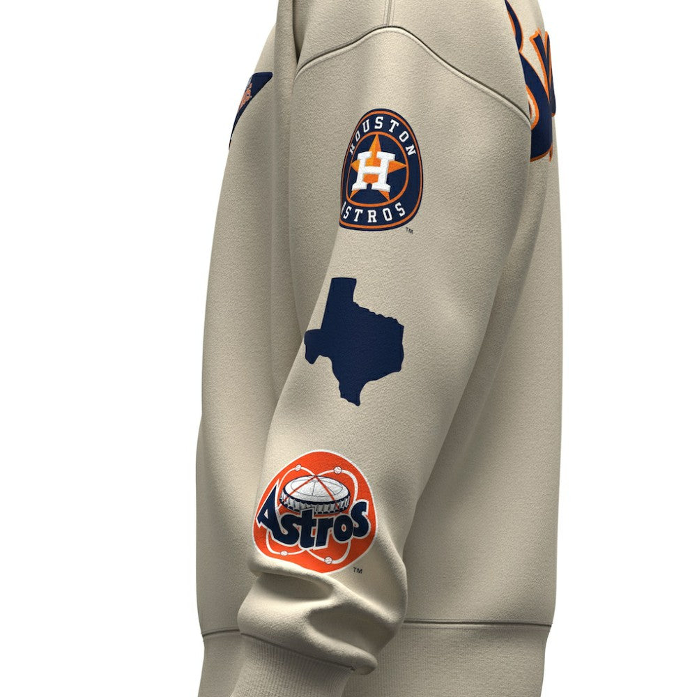 Houston Astros Unisex Spirit Jersey Fleece Crewneck Pennant Sweatshirt Tan