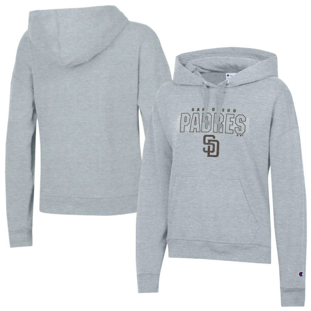 San Diego Padres Champion Women's Distressed Powerblend Hoodie Heather Gray