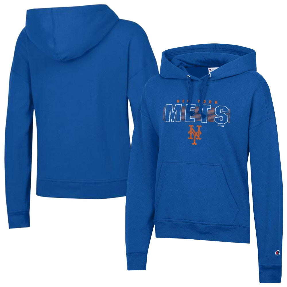 New York Mets Champion Women's Distressed Powerblend Hoodie Royal