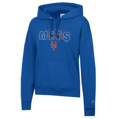 New York Mets Champion Women's Distressed Powerblend Hoodie Royal