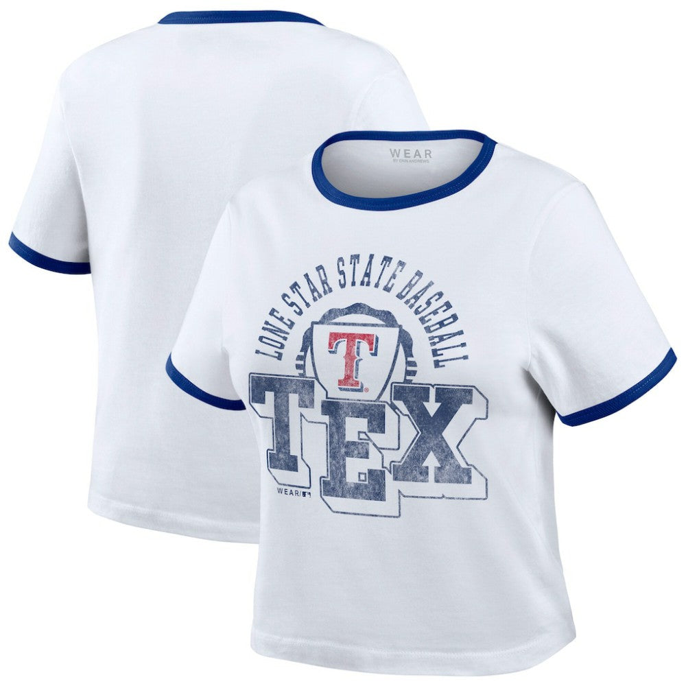 Texas Rangers WEAR by Erin Andrews Women's Ringer Baby T-Shirt White