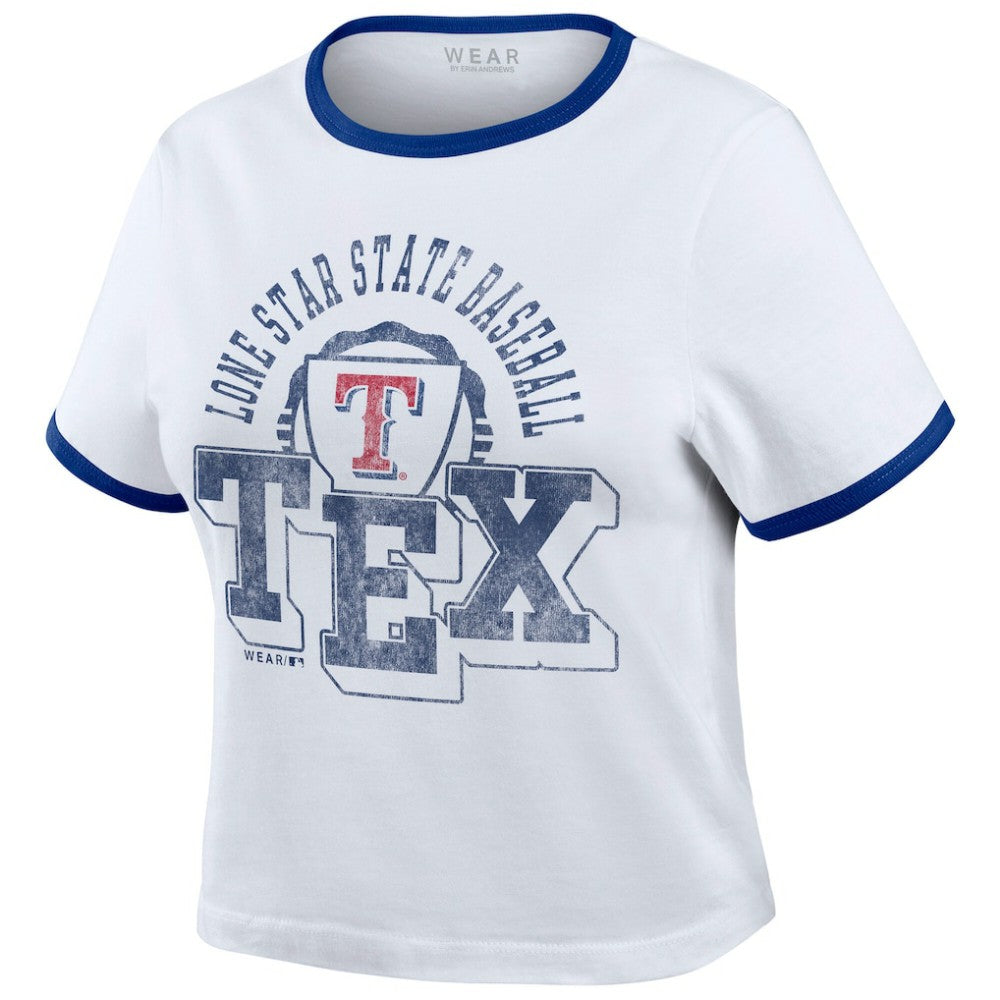 Texas Rangers WEAR by Erin Andrews Women's Ringer Baby T-Shirt White