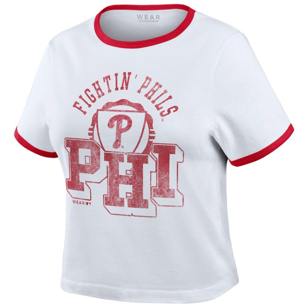 Philadelphia Phillies WEAR by Erin Andrews Women's Ringer Baby T-Shirt White