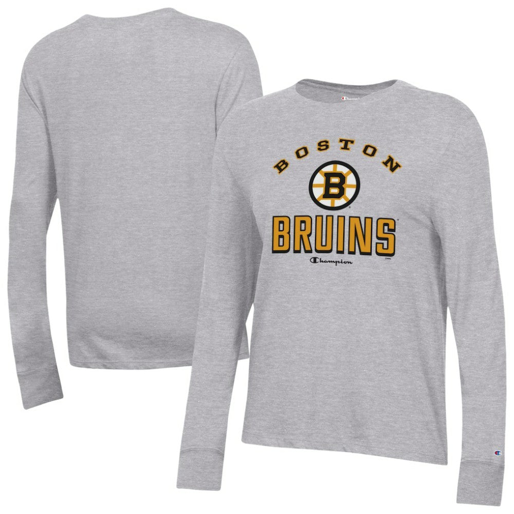 Boston Bruins Champion Women's Core Long Sleeve T-Shirt - Gray T-shirts