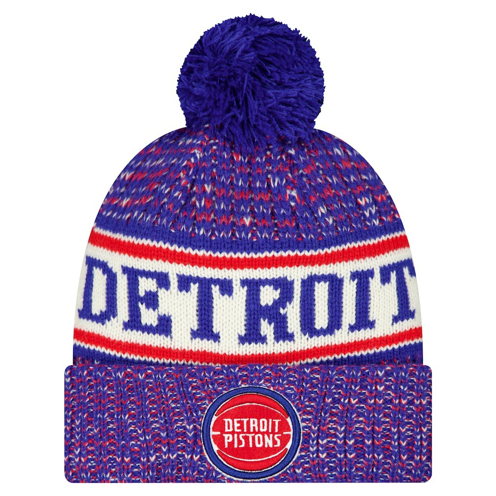 Detroit Pistons Team Cuffed Knit Hat with Pom sale - Blue discount