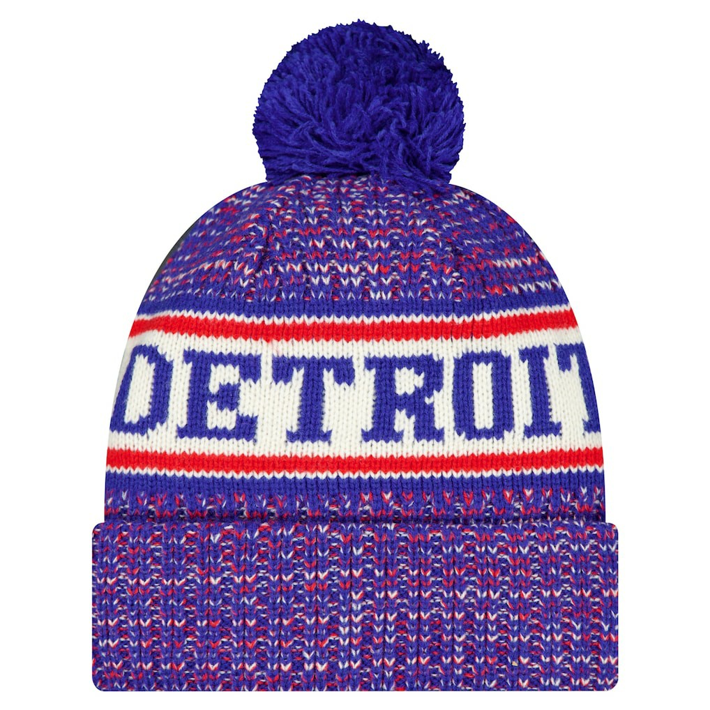 Detroit Pistons Team Cuffed Knit Hat with Pom sale - Blue discount