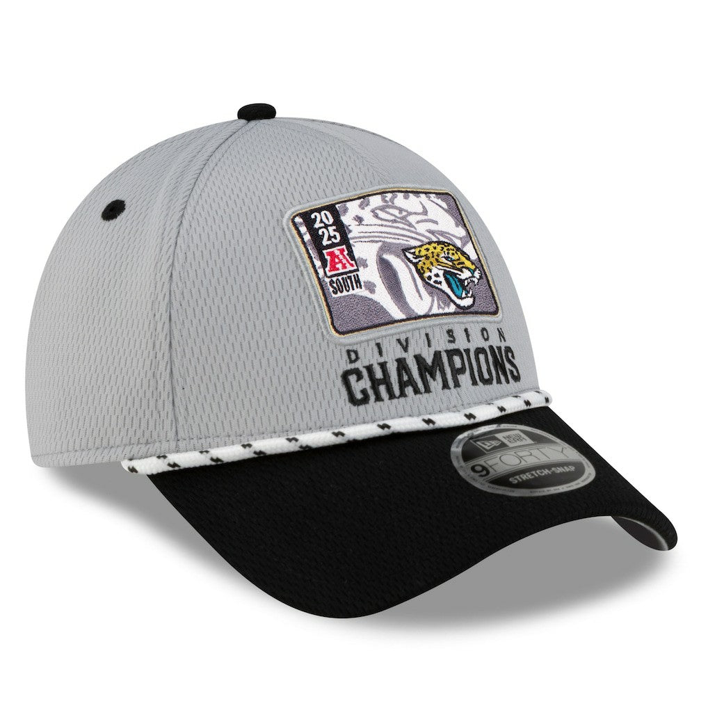 Jacksonville Jaguars New Era 2025 AFC South Division Champions Locker Room Trophy Collection 9FORTY Adjustable Hat - Gray/Black discount