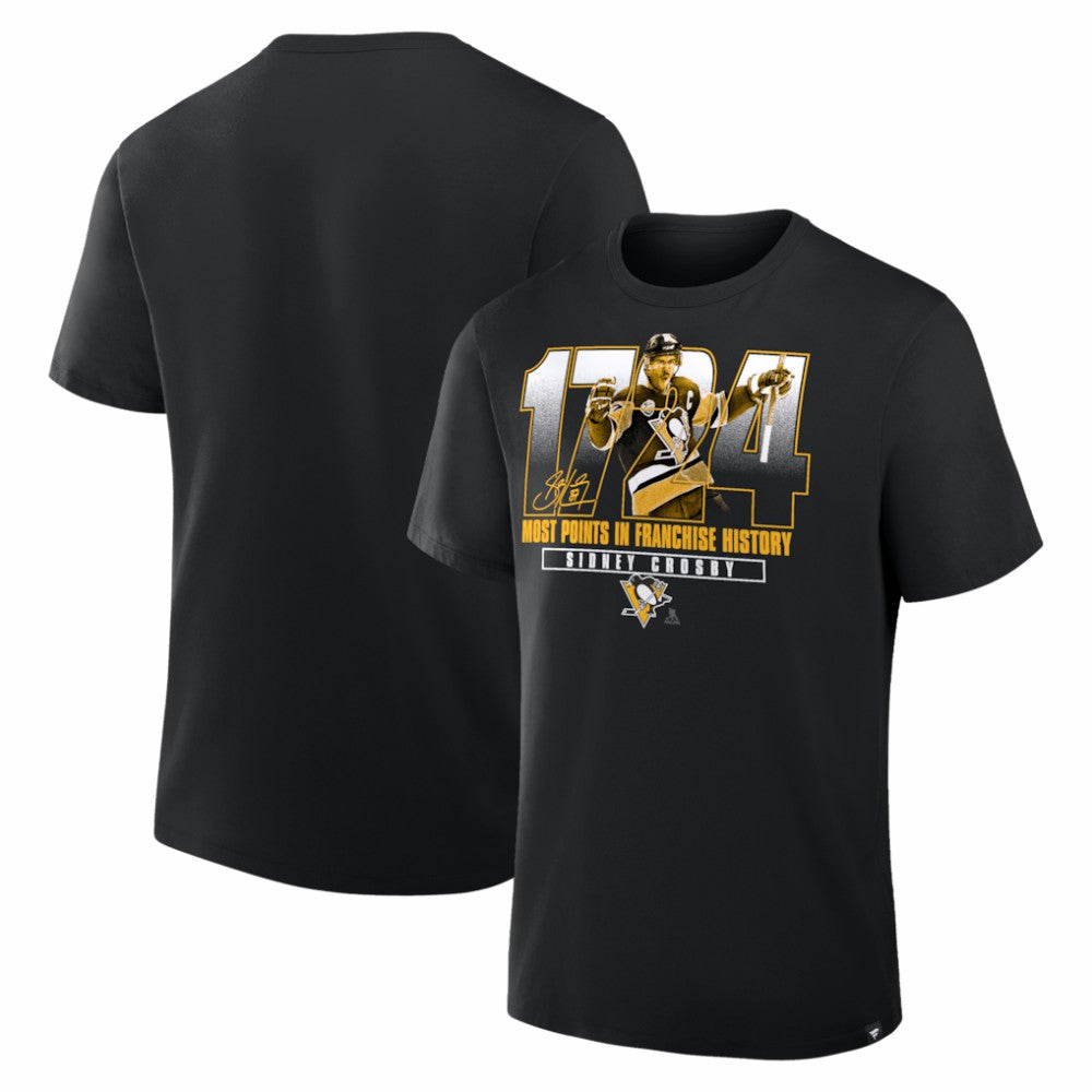 Sidney Crosby Pittsburgh Penguins Most Points in Franchise History T-Shirt - Black T-shirts