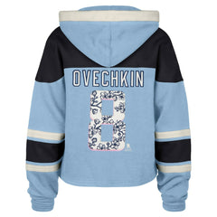 Alexander Ovechkin Washington Capitals '47 Women's Cherry Blossom Superior Lacer Cropped Pullover Hoodie - Light Blue Hoodies