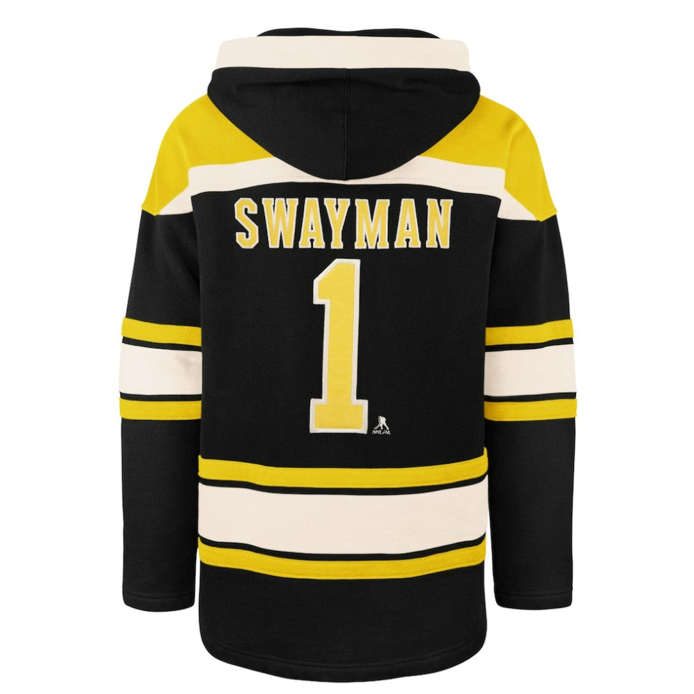 Jeremy Swayman Boston Bruins '47 Player Name & Number Lacer Hoodie - Black Hoodies