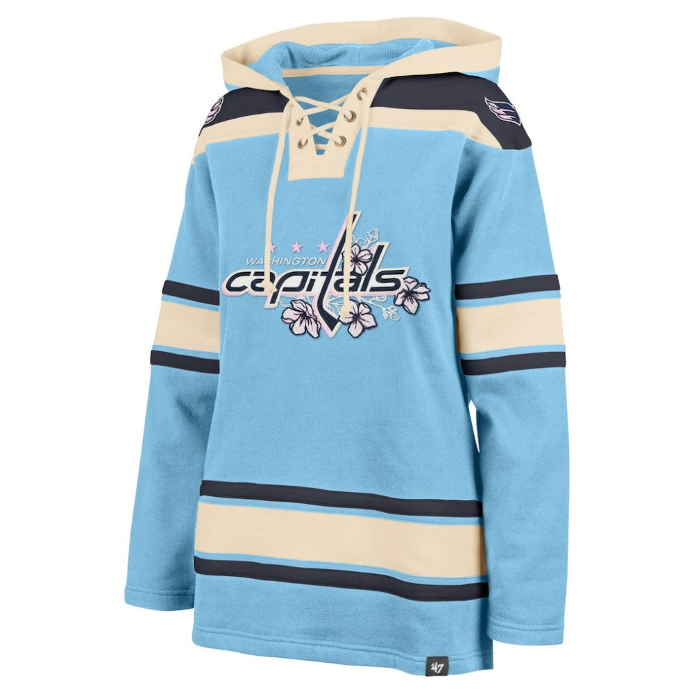 Washington Capitals '47 Women's Superior Lacer Pullover Hoodie - Light Blue Hoodies