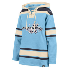 Washington Capitals '47 Women's Superior Lacer Pullover Hoodie - Light Blue Hoodies