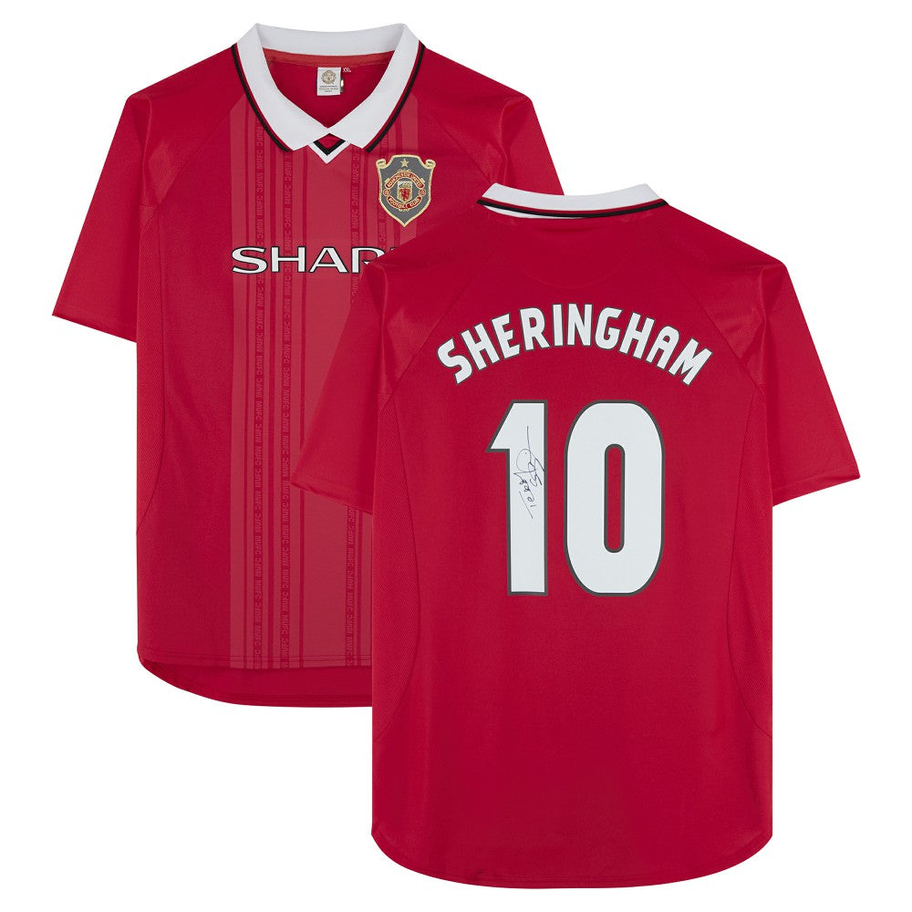 Teddy Sheringham Manchester United Autographed 1999 Red UEFA Champions League Home Jersey - Icons discount