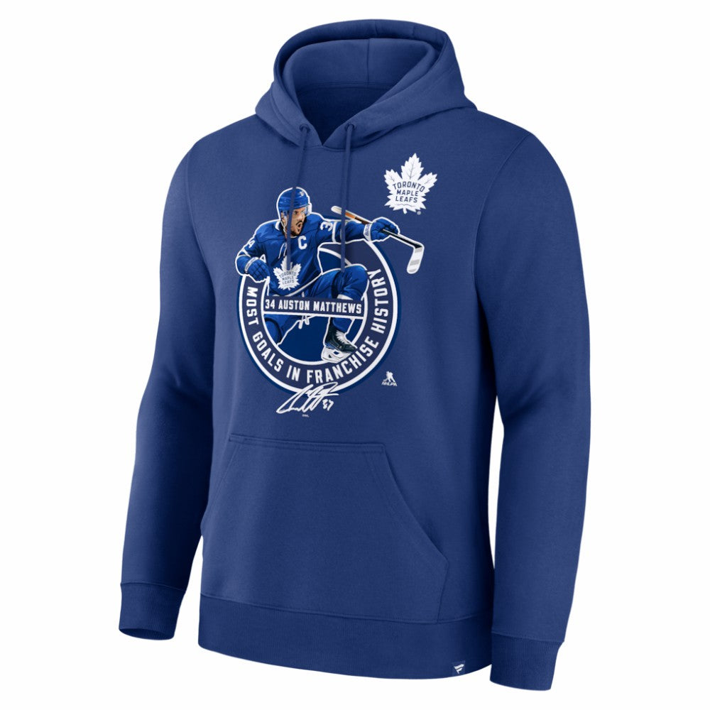 Auston Matthews Toronto Maple Leafs Most Goals in Franchise History Hoodie - Blue Hoodies