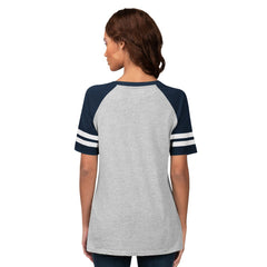 Milwaukee Brewers G-III 4Her by Carl Banks Women's Goal Line Raglan V-Neck T-Shirt Heather Gray