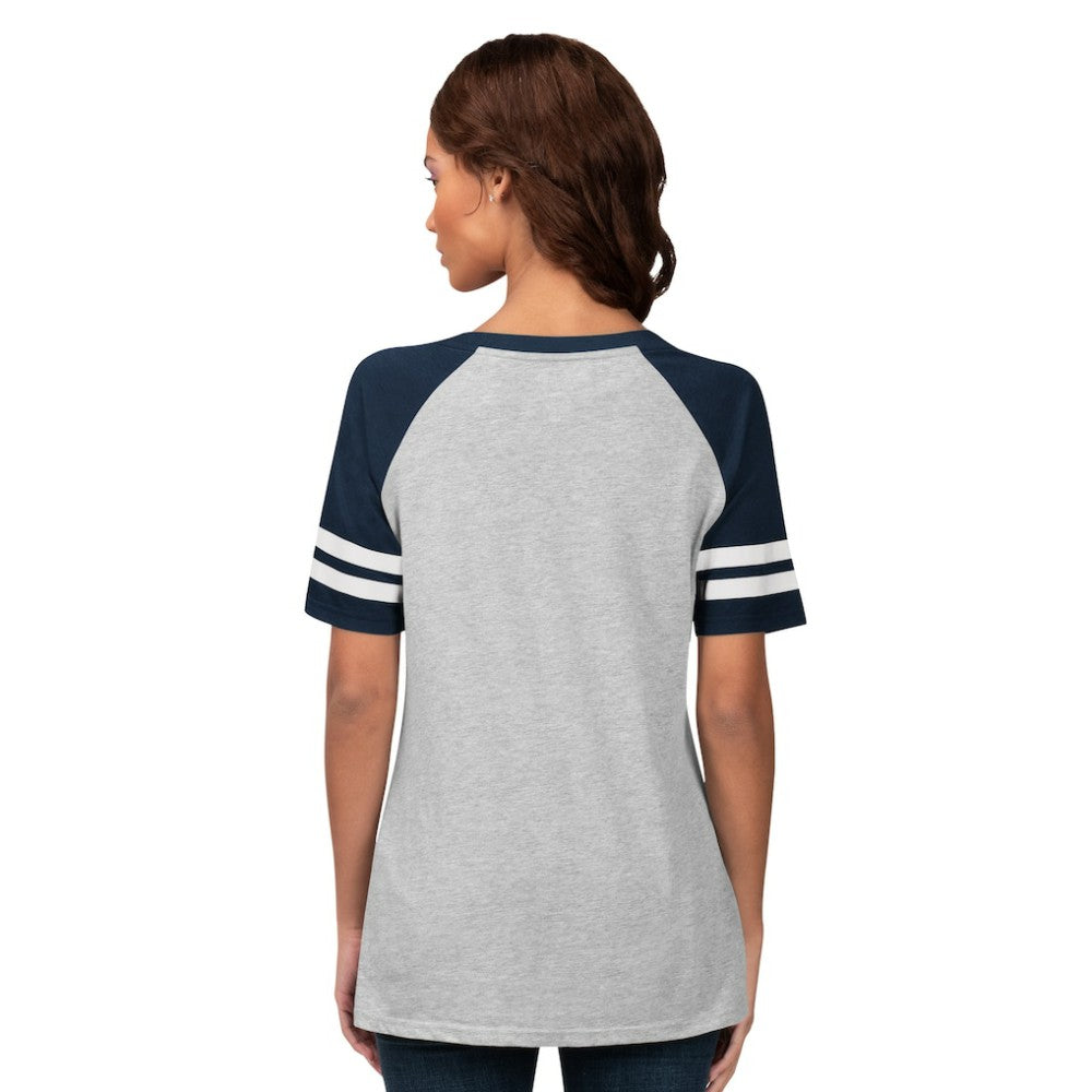 Seattle Mariners G-III 4Her by Carl Banks Women's Goal Line Raglan V-Neck T-Shirt Heather Gray