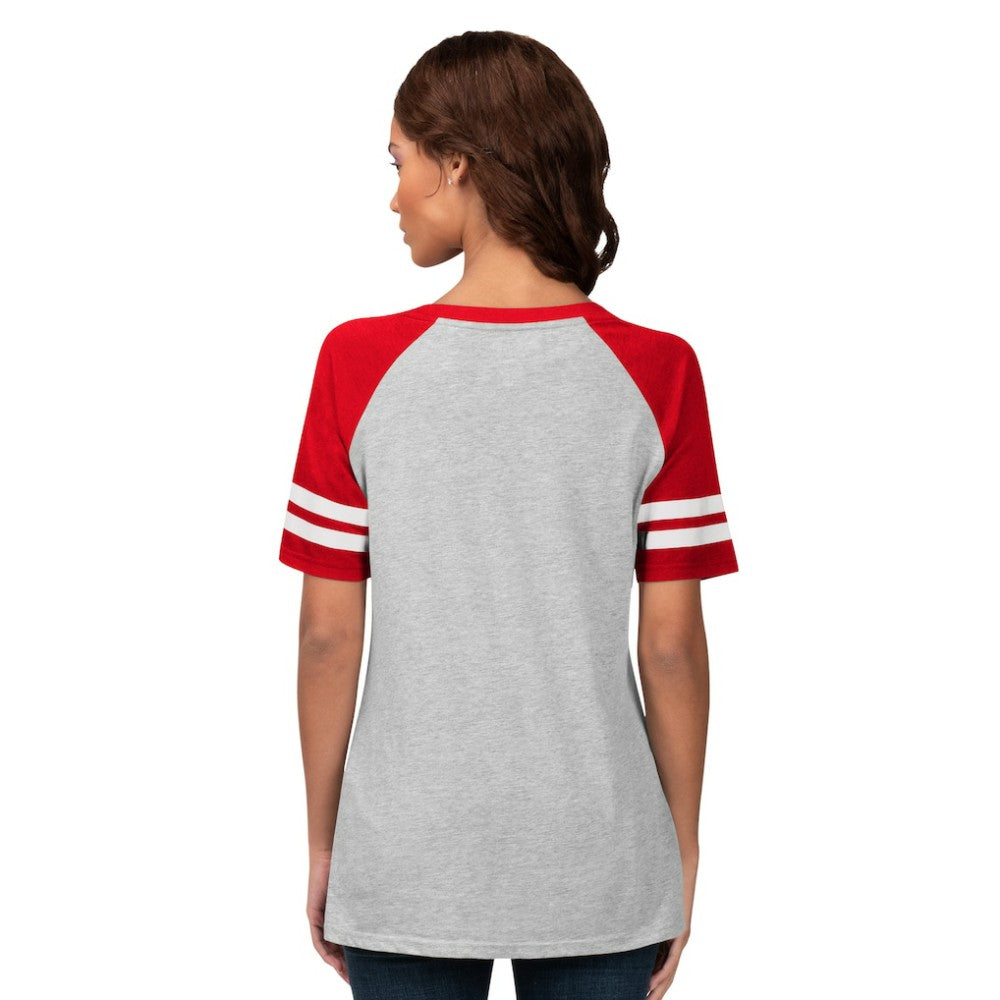 Philadelphia Phillies G-III 4Her by Carl Banks Women's Goal Line Raglan V-Neck T-Shirt Heather Gray