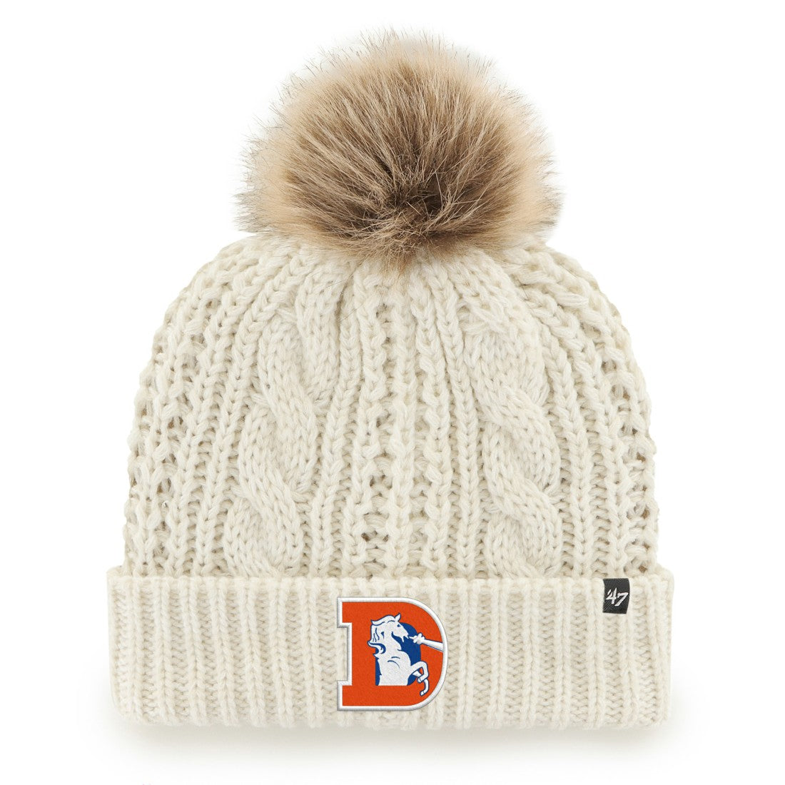 Denver Broncos '47 Women's Meeko Cuffed Knit Hat with Pom - White cheap