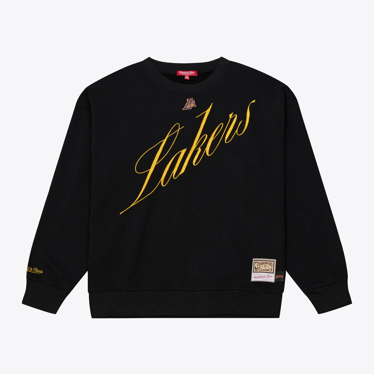 Los Angeles Lakers Women's Hardwood Classics Script Lightweight Sweatshirt - Black for sale