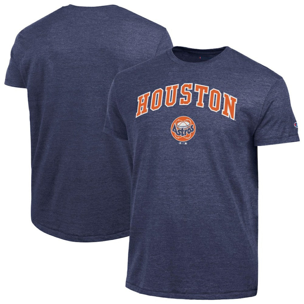 Houston Astros Champion Cooperstown Wordmark Lockup Tri-Blend T-Shirt Navy