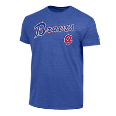 Atlanta Braves Champion Cooperstown Wordmark Lockup Tri-Blend T-Shirt Royal