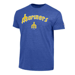 Seattle Mariners Champion Cooperstown Wordmark Lockup Tri-Blend T-Shirt Royal