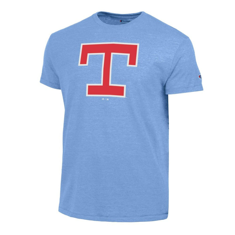 Texas Rangers Champion Cooperstown Logo Tri-Blend T-Shirt Light Blue