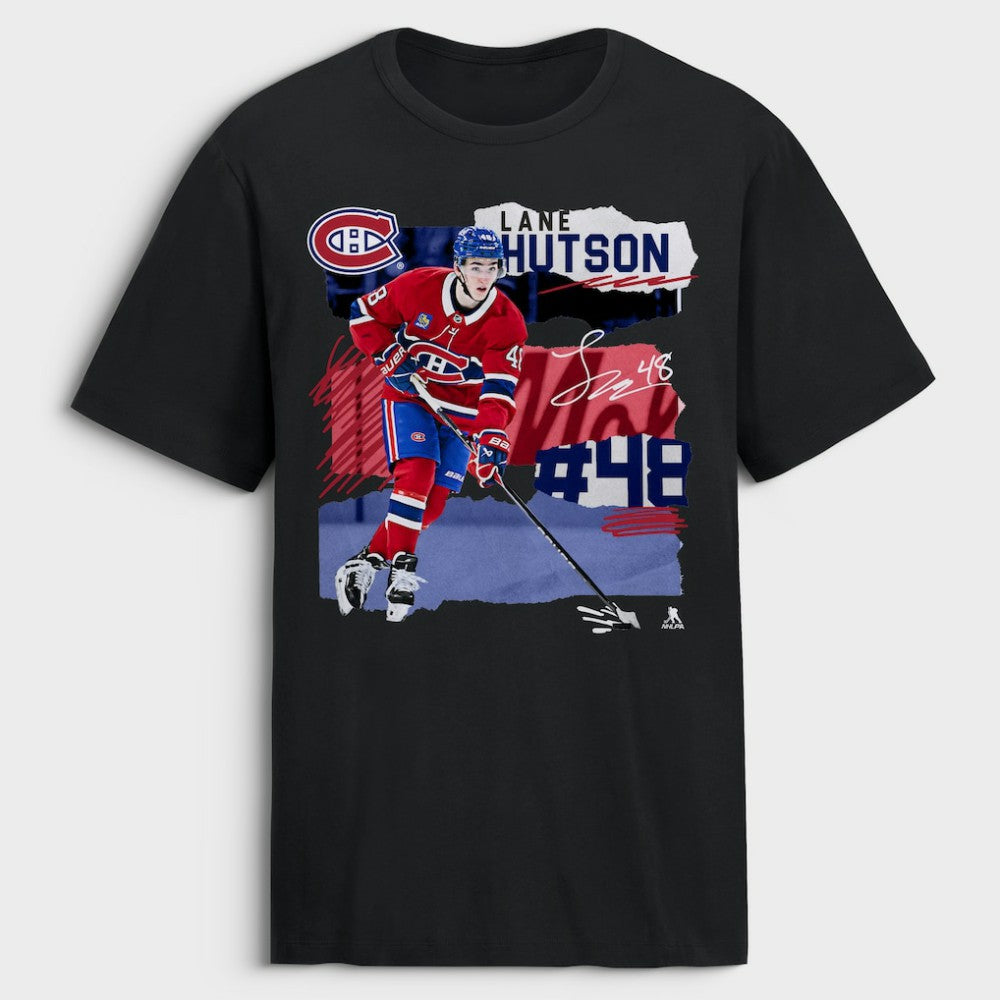 Lane Hutson Montreal Canadiens Fresh Ice T-Shirt - Black T-shirts
